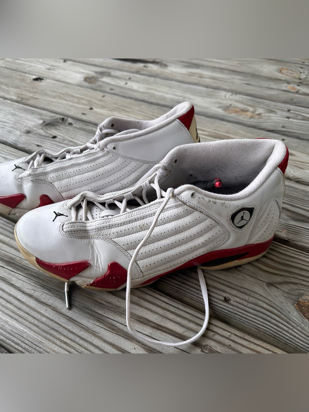 2012 Nike Air Jordan 14 Retro Candy Cane White Varsity Red Black Men’s Size 14